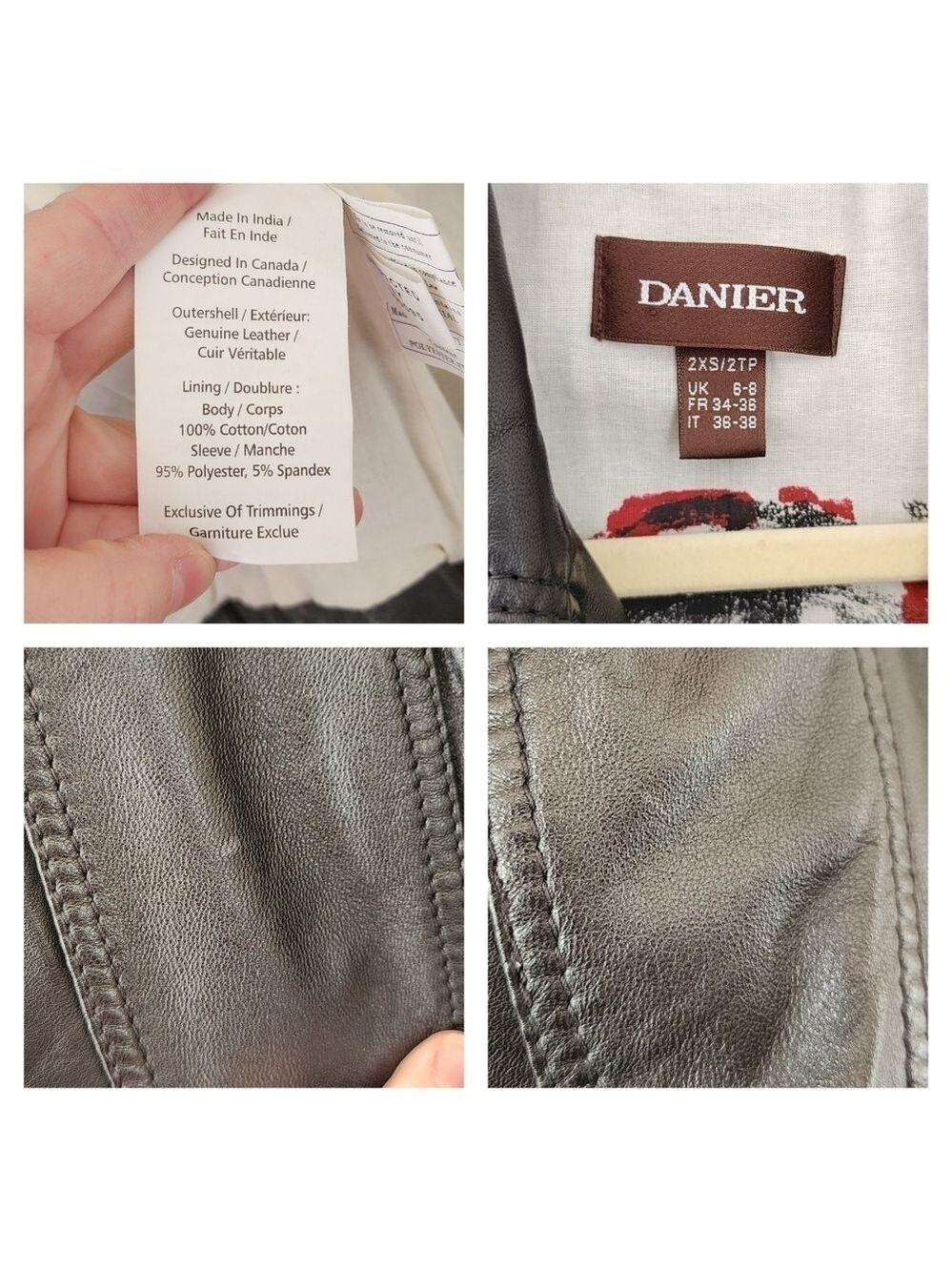 Danier Black Leather Biker Jacket #1814 - Picture 7 of 15